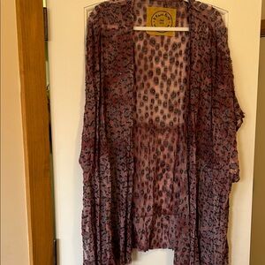 A Rare Bird Sheer Leopard Print Kimono Cardigan - unique Mauve Brown coloring